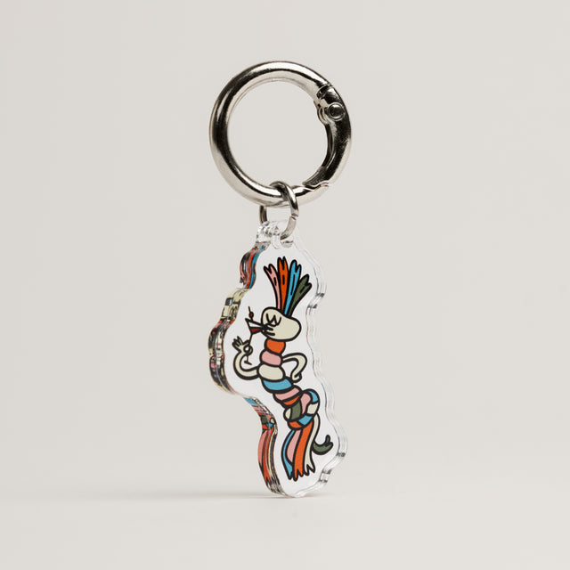 Fur Sie Fineshmaker charm, a playful acrylic dog collar charm featuring a cartoon rope bone toy design with a colorful design on a light gray background