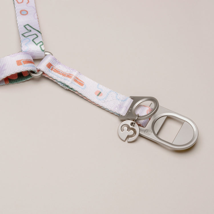 Close-up of the Matteo dog harness metal clasp and D-ring