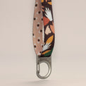 Fur Sie Clemens designer dog collar featuring a double-sided, abstract earthy-toned pattern with a silver wire-gate locking carabiner